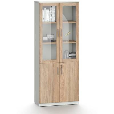 Шкаф RFG Monaco, със стъклени врати, 800 х 400 х 2000 mm, ПДЧ, бряст и бяло