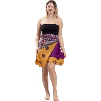 Krátká zavinovací sukně INAAYA fialovo-žlutá III.