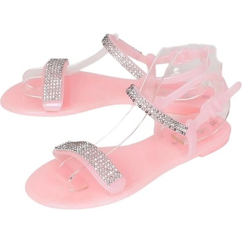 Силиконови сандали в розово с камъчета