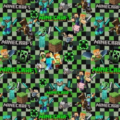 Teplákovina digital - Minecraft Squares zelená
