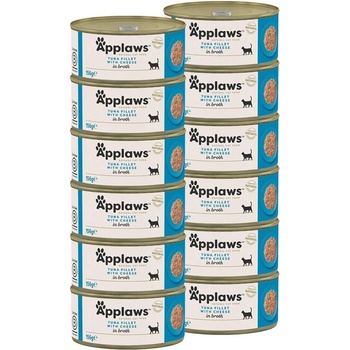 Applaws Консерва за котки с риба тон и сирене в бульон 12 x 156 г