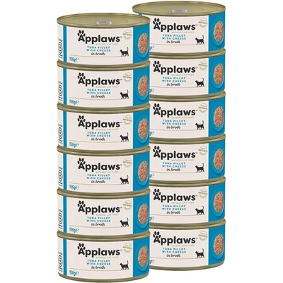 Applaws Консерва за котки с риба тон и сирене в бульон 12 x 156 г