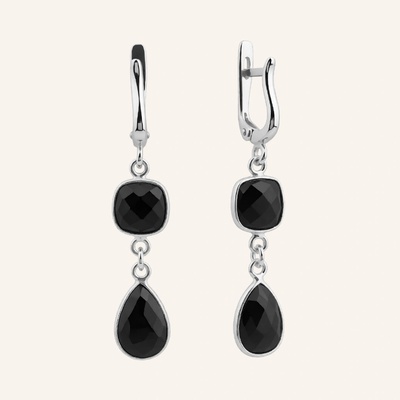 SilveAmo Strieborné náušnice s čiernym onyxom Black Elegance C1O.5005