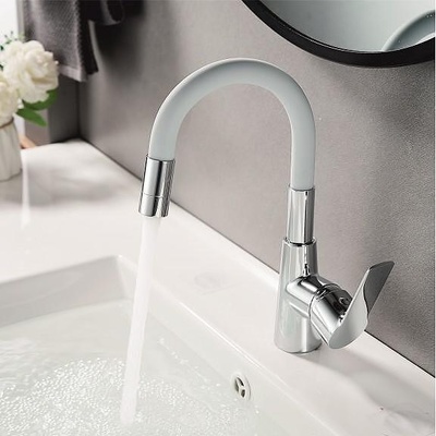 Inter Ceramic Стоящ смесител за умивалник ICF 124211 7113GRAY, месинг + цинк, хром + сив, 29x18х4см (124211 7113GRAY)