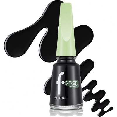 Flormar green up lak na nehty Vegan 015 Blackest Black 11 ml
