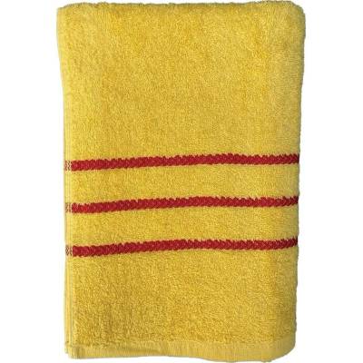 Top textil Osuška Pruhy červené 70 x 130 cm žlutá