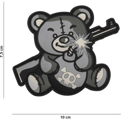 Gumová nášivka 101 Inc Terror Teddy - sivá