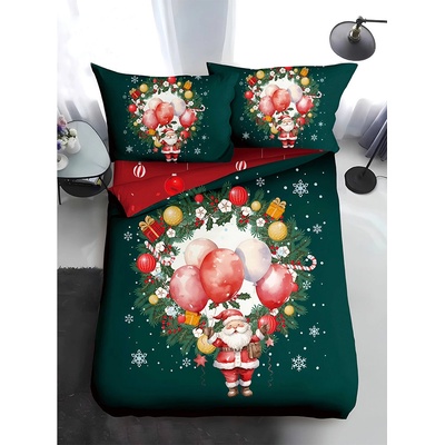 EmonaMall Двулицево коледно спално бельо, размер за приста (реално изображение) EmonaMall, 4 части - Модел S17368 (S17368-6666d4)