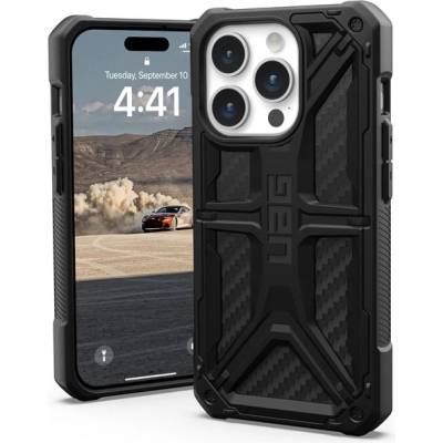 Urban Armor Gear Gear Monarch Case - удароустойчив хибриден кейс за iPhone 15 Pro (черен-карбон)