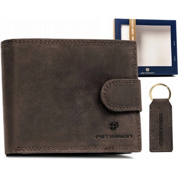 Peterson Set peňaženky s kľúčenkou Pebbleseeker tmavo hnedá