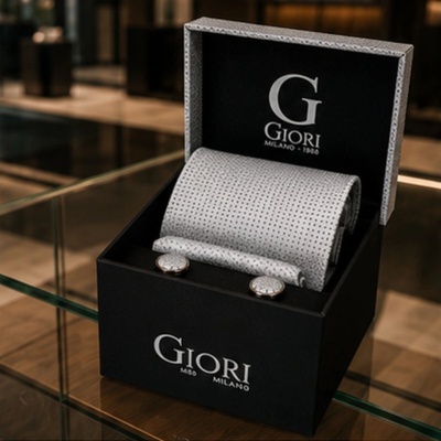 Giori Milano RS0802 kravata sada bílá