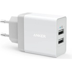 Anker Захранване с два USB изхода и технология за бързо зареждане - Anker PowePort 2 24W USB Charger с PowerIQ и VoltageBoost (бял) (A2021321)