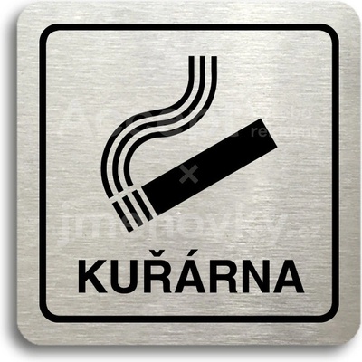 ACCEPT Piktogram kuřárna - stříbrná tabulka - černý tisk