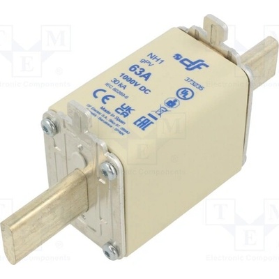 DF ELECTRIC 373235 Pojistka: tavná; 63A; 1kVDC; gPV; keramická; NH1