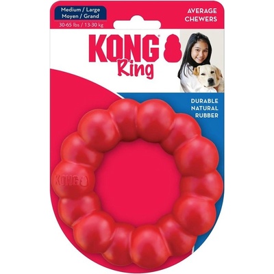 KONG Dog Ring M/L - Кучешка играчка за дъвчене - гумен пръстен 10.5 см. червен
