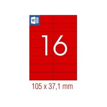 Tanex Самозалепващи етикети Tanex, A4, 105 x 37.125 mm, червени, 16 броя, 25 листа, office1_1540120173