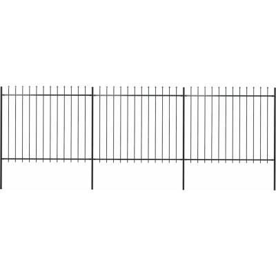 OMAXI Zahradní plot s kopím nahoře ocelový 504 x 150 cm černý 710525