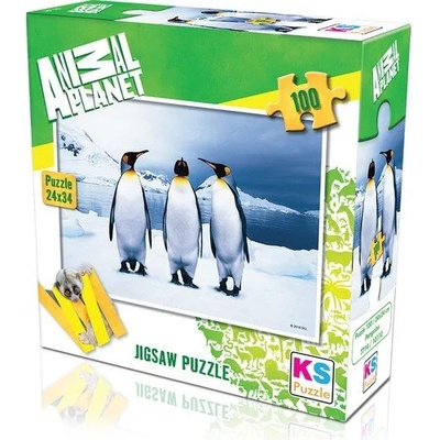 KS Games Animal Planet пъзел 100 части - Трио Пингвини (24x34)