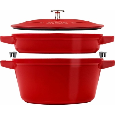 Staub Sada 2v1: liatinový hrniec a panvica s pokrievkou, Ø 24 cm, višňová 1010878
