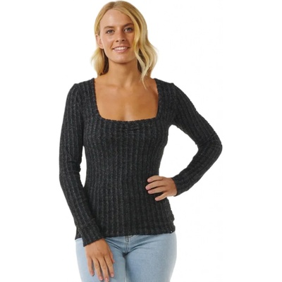 Rip curl Open Neck Cosy Ls Black Marle Černá