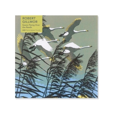 Flame Tree Studio Jigsaw Adult Robert Gillmor Swans Flying over the Reeds 500 dílků