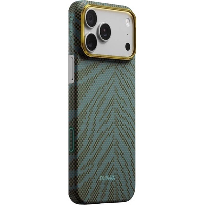 PITAKA Кевларен кейс с MagSafe за iPhone 17 Pro - Pitaka Breath Of Veins Dive Green Edge Ultra Slim Aramid Fiber Case Limited Edition (BV1703P)