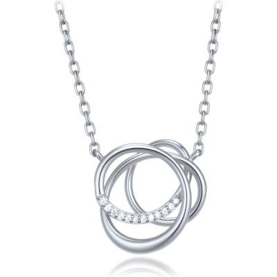 Minet Elegantní stříbrný náhrdelník s bílým zirkonem JMAS0348SN50