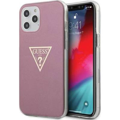 GUESS Metallic Case - дизайнерски кейс с висока защита за iPhone 12 Pro Max (розов)