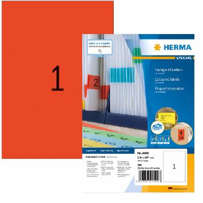 Етикети Herma Superprint 297х210mm, 100 листа, 100 броя, черв (00635-А-ЧЕРВЕН)