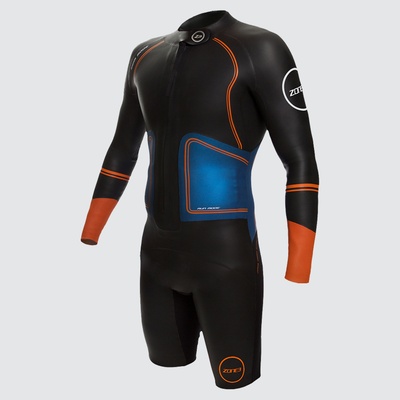 Zone3 Ltd Men's Swim-Run Evolution Wetsuit with 8mm Calf Sleeves - BLACK/BLUE/ORANGE