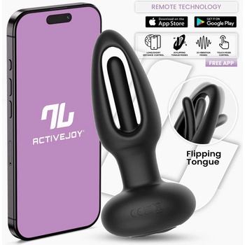INTOYOU App Series Zack Flipping Tongue Vibrating Anal Plug with App Black