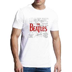 The Beatles Titles & Logos (Puff Print) White M Риза (BEATTEE452MW02)