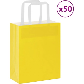 vidaXL Хартиени торбички 50 бр с дръжки жълти 18x8x22 см (4101992)