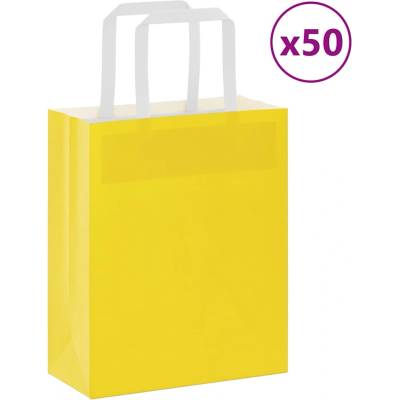 vidaXL Хартиени торбички 50 бр с дръжки жълти 18x8x22 см (4101992)
