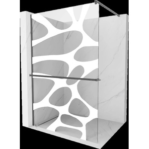 Mexen Kioto+ душ кабина с рафт Walk-in 100 x 200 см, бяла вълна, gun gray четкан - 800-100-121-66-97 (800-100-121-66-97)