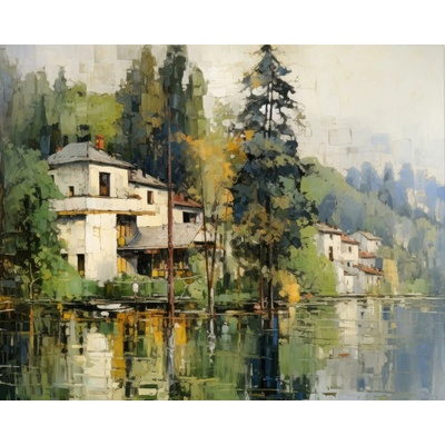 ZUTY Obrazy na stenu - Domy pri vode Rámovanie: bez rámu a bez vypnutia plátna, Rozmer: 40x50 cm