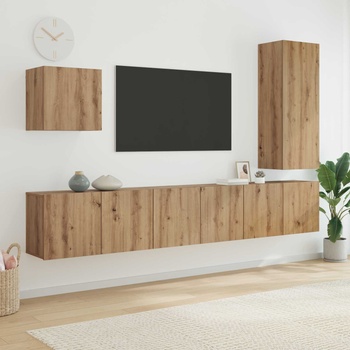 vidaXL Телевизионен стенен шкаф 5 pcs Дъб Инженерно дърво (3402768)