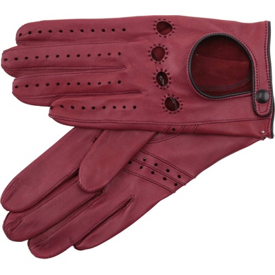 Špongr Dámské kožené řidičské rukavice KIARA tmavě červené/černé – Zboží Dáma