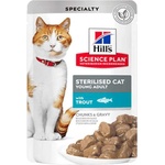 Hill's Hills Science Plan Feline Sterilised Cat Young Adult пауч с месо от пъстърва, за кастрирани котки от 6 месеца до 6 години 85gr