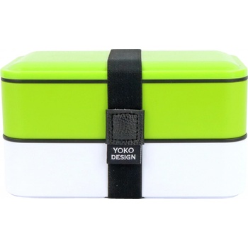 Yoko Design svačinový dvoupatrový box s příbory zelená
