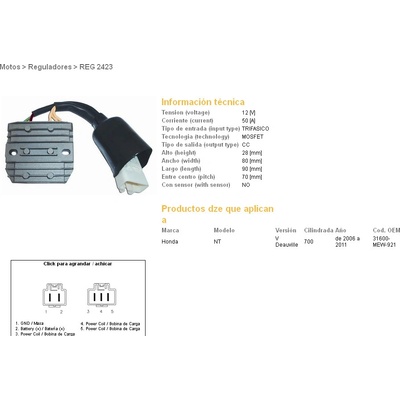 DZE regulátor napětí HONDA NT 700V DEAUVILLE 06-11 (31600-MEW-921) MOSFET (50A)