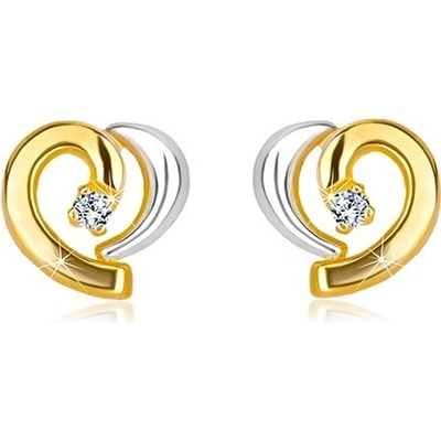 Šperky eshop Diamantové v kombinovaném zlatě 585 asymetrické srdíčko s briliantem BT504.24