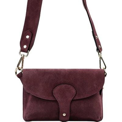 Malá kožená semišová tmavěvínová crossbody kabelka Luka no. 071