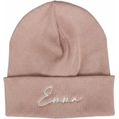 Zimní čepička růžová s výšivkou pro EMMU Zachraň mě!