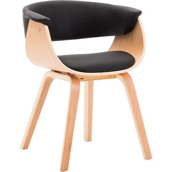 Image 1 of vidaXL Трапезен стол, черен, извито дърво и изкуствена кожа (283131)