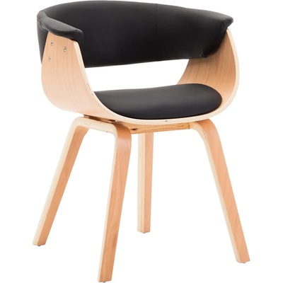 vidaXL Трапезен стол, черен, извито дърво и изкуствена кожа (283131)