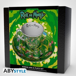 ABYstyle Комплект ABYSTYLE RICK AND MORTY Mirror mug & plate set Portal, Чаша, Подложка (ABYSTYLE-MMP007) - cybertrade