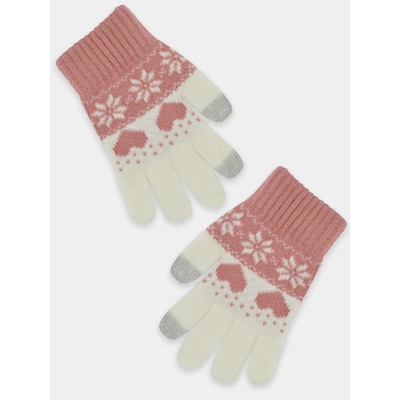 NOVITI Dievčenské pletené rukavice RZ045 18 cm / púdrová ružová