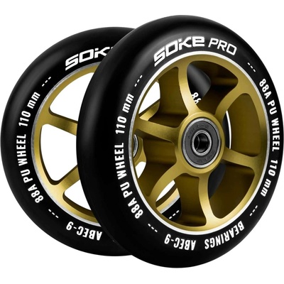Soke 803204 Kolečka na koloběžku 110 mm zlatá 2 ks – Hledejceny.cz
