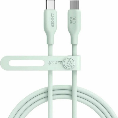 Кабел с бързо зареждане за устройства с USB-C - Anker 544 Bio-Based USB-C to USB-C Cable 140W (зелен) (90 см) (A80F1H61)
